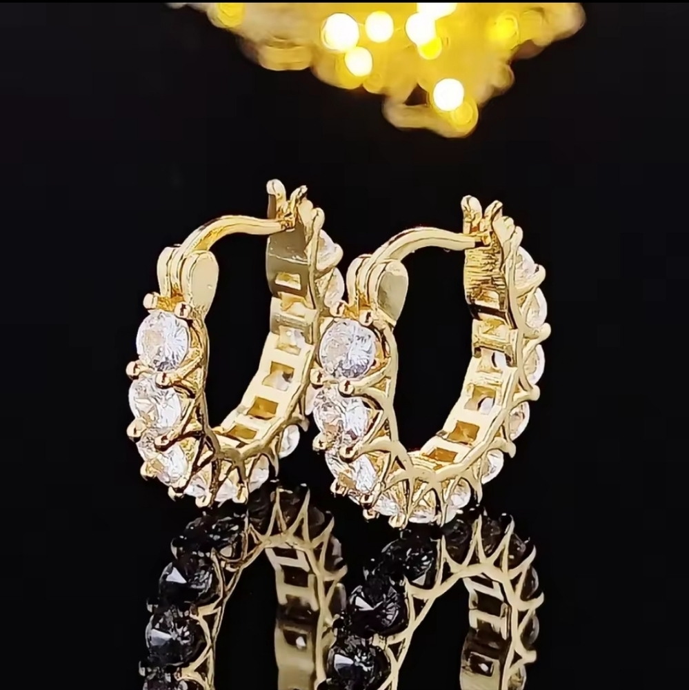 Luxury Gold Color Cubic Zirconia High Quality Earrings
